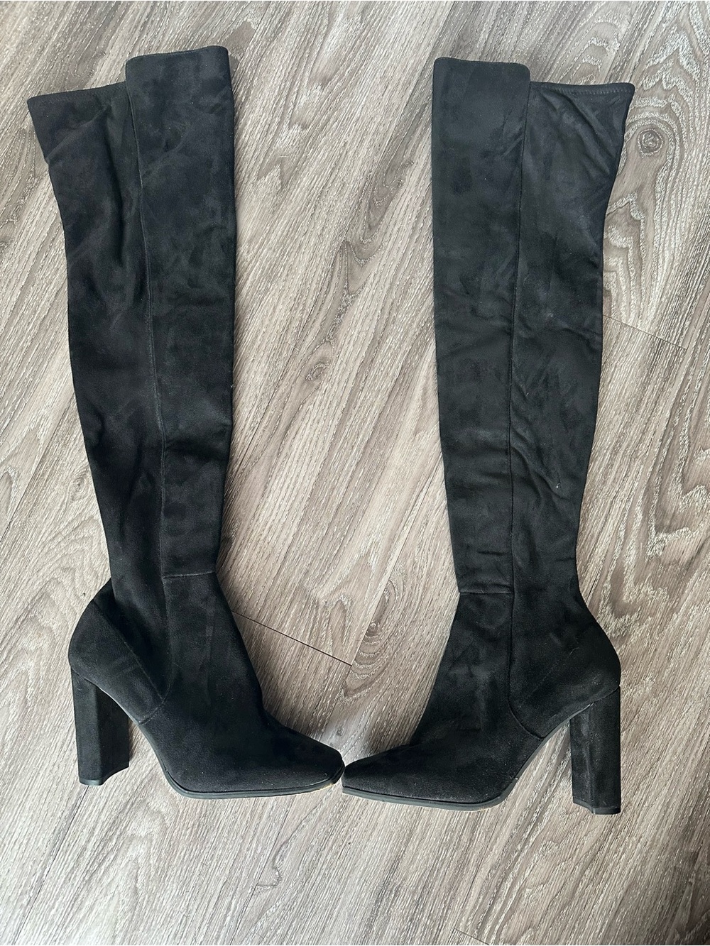 Aldo Black Suede Over-the-Knee Block Heel Boots